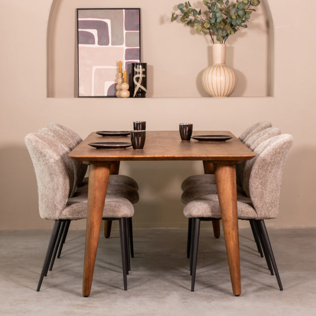 LABEL51 Eetkamertafel Fly - Nature - Mangohout - 220x100 cm van LABEL51 – Luxe comfort op maat van PureWonen. Vraag naar de beste prijs.
