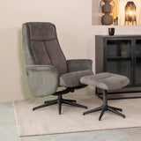 LABEL51 Fauteuil Bergen - Antraciet - Cosmo - Incl. Hocker