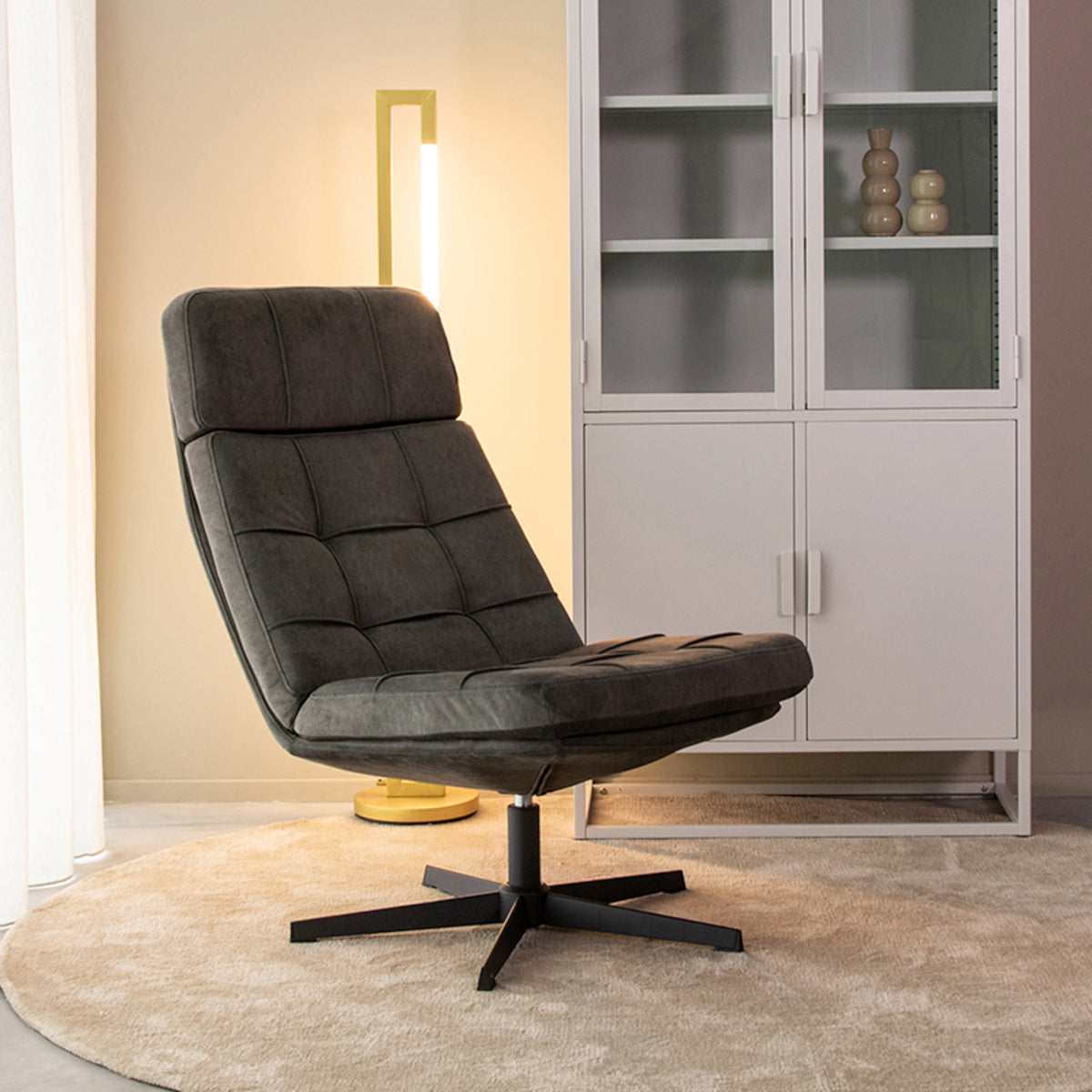 LABEL51 Fauteuil Alvar - Antraciet - Cosmo - Excl. Hocker