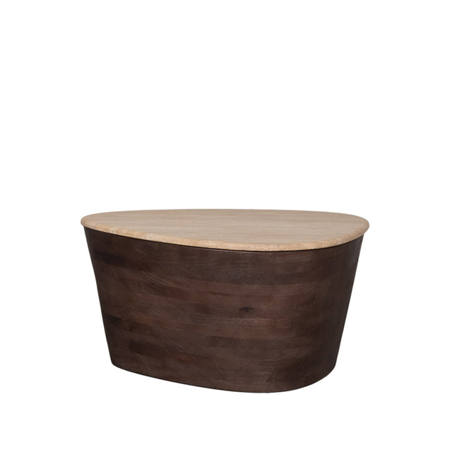 LABEL51 Salontafel Ravi - Espresso - Travertin - 70 cm van LABEL51 – Luxe comfort op maat van PureWonen. Vraag naar de beste prijs.