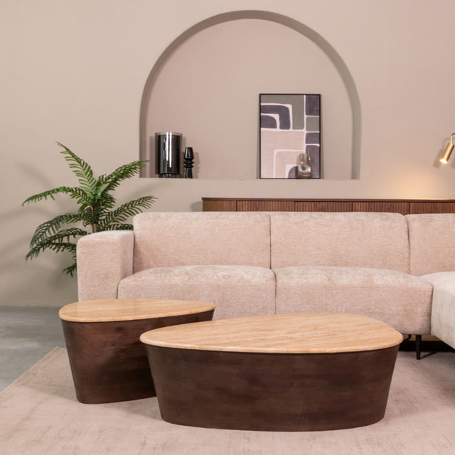 LABEL51 Salontafel Ravi - Espresso - Travertin - 70 cm van LABEL51 – Luxe comfort op maat van PureWonen. Vraag naar de beste prijs.