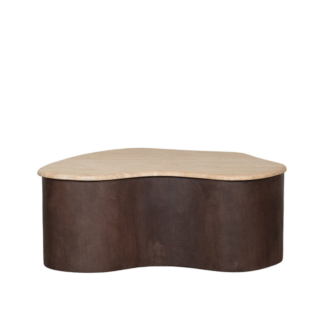 LABEL51 Salontafel Davi - Espresso - Travertin - 80 cm van LABEL51 – Luxe comfort op maat van PureWonen. Vraag naar de beste prijs.