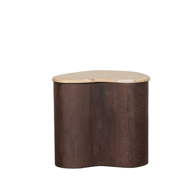LABEL51 Bijzettafel Davi - Espresso - Travertin - 40 cm van LABEL51 – Luxe comfort op maat van PureWonen. Vraag naar de beste prijs.