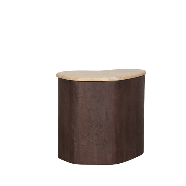 LABEL51 Bijzettafel Davi - Espresso - Travertin - 40 cm van LABEL51 – Luxe comfort op maat van PureWonen. Vraag naar de beste prijs.