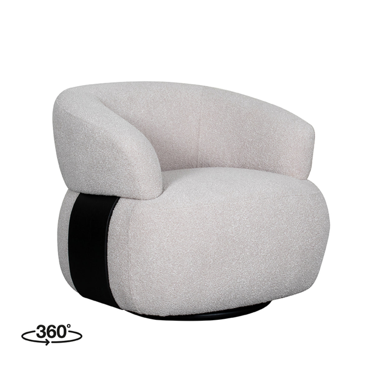 LABEL51 Fauteuil Valenza - Naturel - Boucle - Zwart Eiken