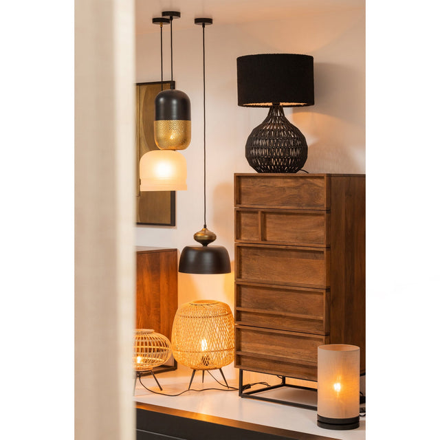 Macy Tafellampvoet Rattan Look Zwart van WOOOD – Luxe comfort op maat van PureWonen. Vraag naar de beste prijs.