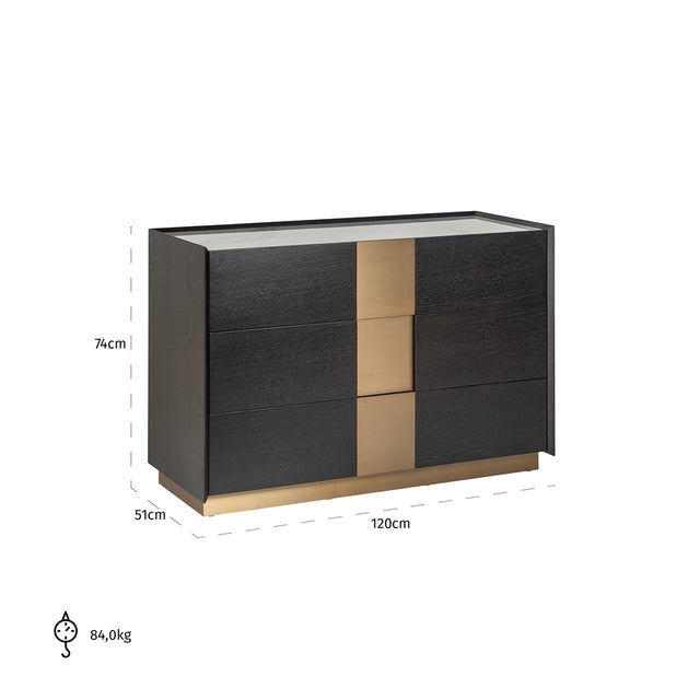 Dressoir Bedford 3-laden (Charcoal)