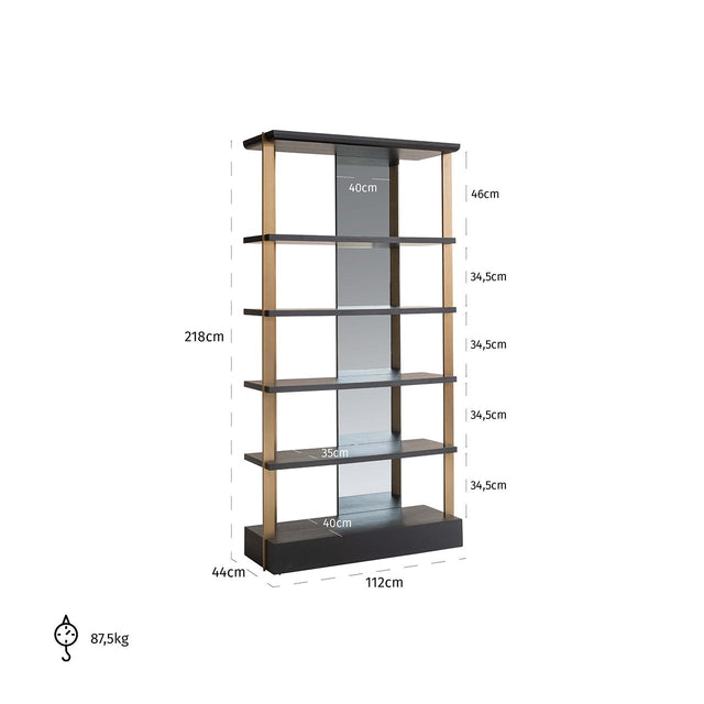 Wandkast Rigley met spiegel (Charcoal)