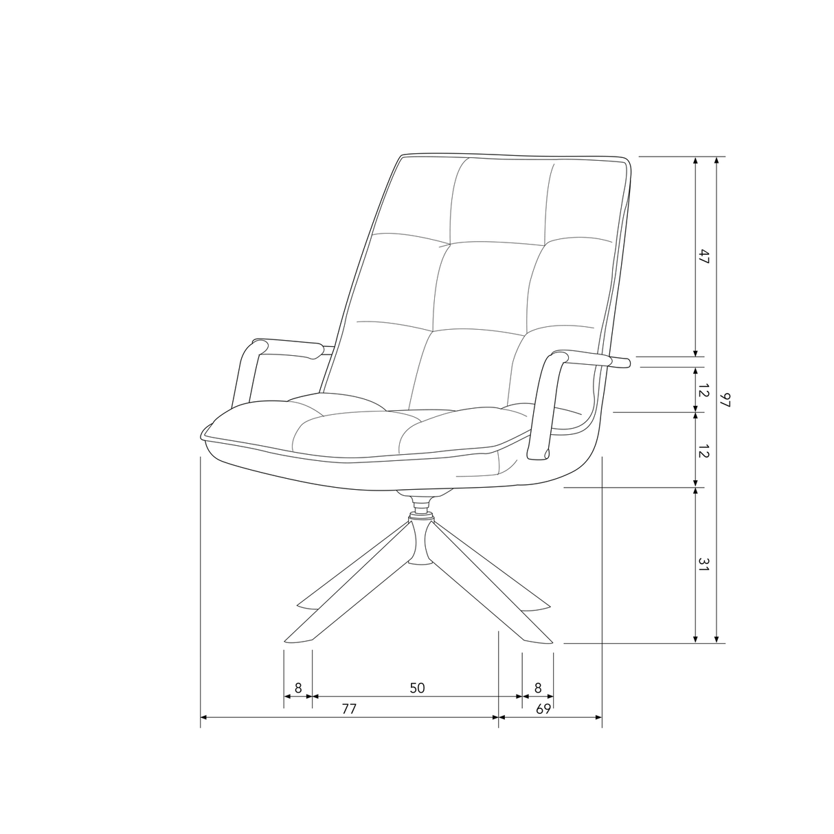 Jouke Draaifauteuil Met Armleuning Leerlook Cognac