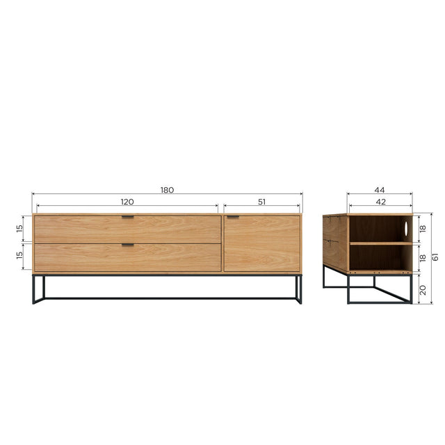 Silas Tv Meubel 180 Cm Eiken Decor [Fsc] van WOOOD – Luxe comfort op maat van PureWonen. Vraag naar de beste prijs.