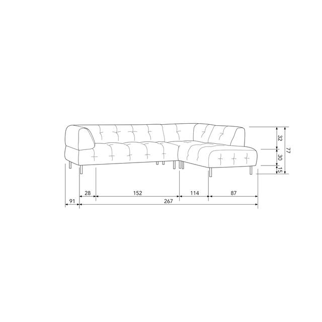 Lloyd Hoekbank Rechts Gewassen Fluweel Cast Iron van WOOOD - laagste prijs offerte van PureWonen