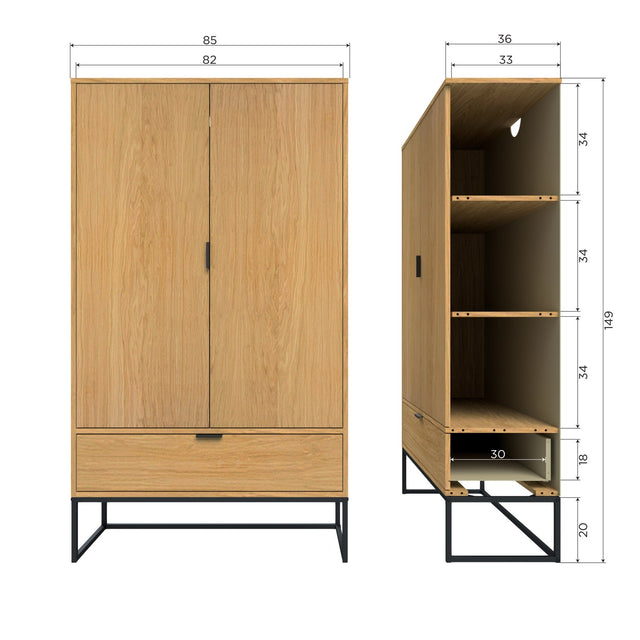 Silas 2 Deurs Kast Eiken Decor [Fsc] van WOOOD – Luxe comfort op maat van PureWonen. Vraag naar de beste prijs.