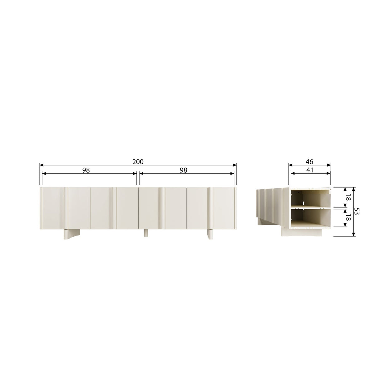 Basu Tv Meubel 200 Cm Grenen Dust [Fsc]