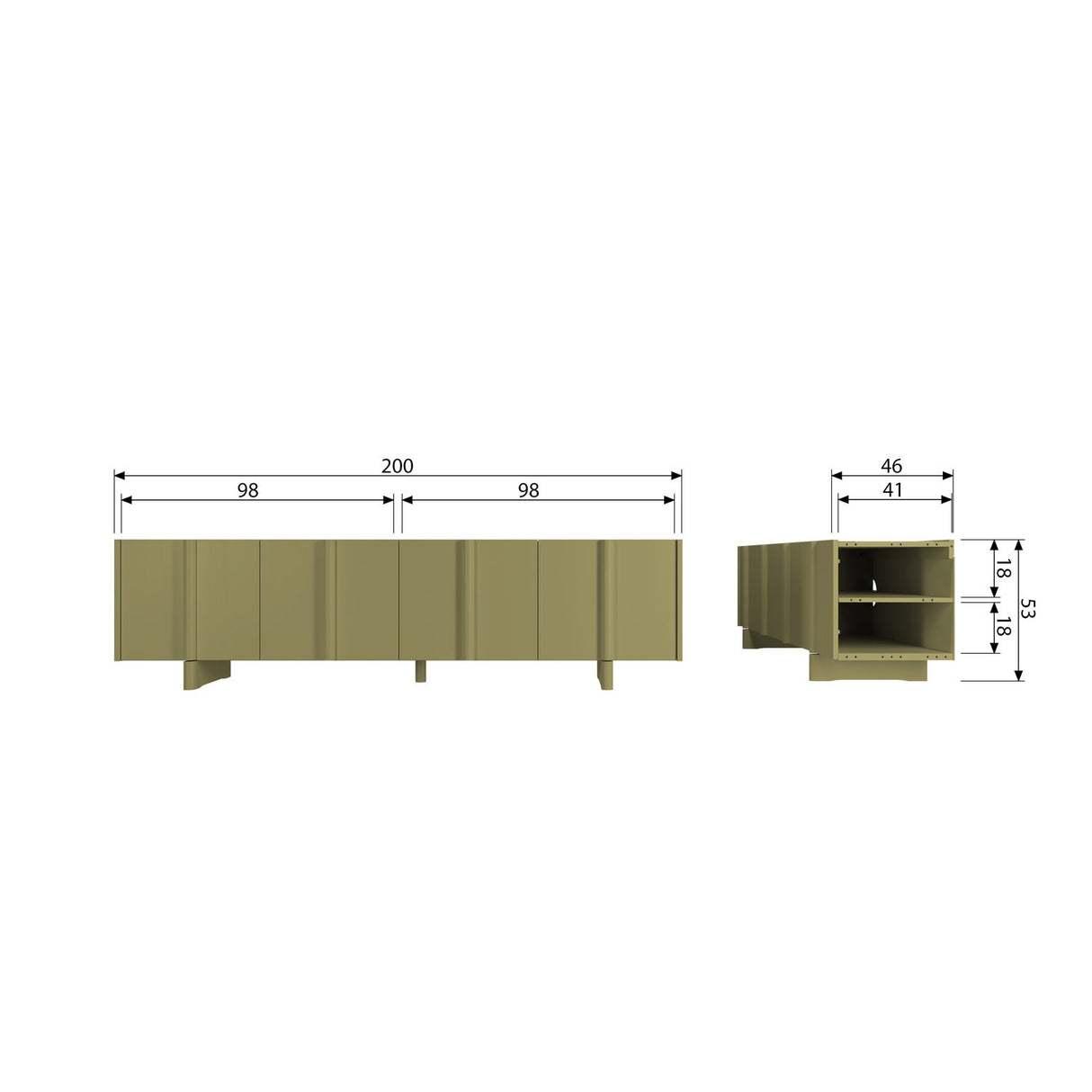 Basu Tv Meubel 200 Cm Grenen Moss [Fsc]