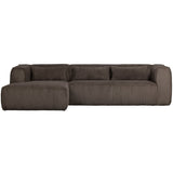 Bean Hoekbank Links Grove Ribstof Mud van WOOOD – Luxe comfort op maat van PureWonen. Vraag naar de beste prijs.