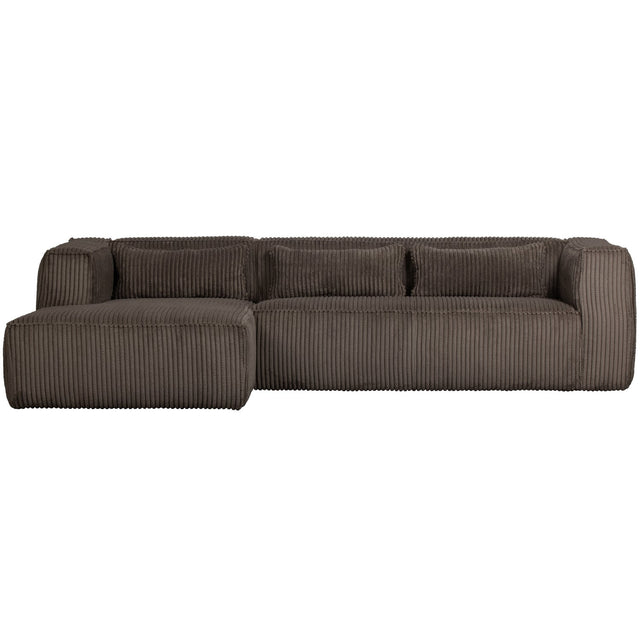 Bean Hoekbank Links Grove Ribstof Mud van WOOOD – Luxe comfort op maat van PureWonen. Vraag naar de beste prijs.