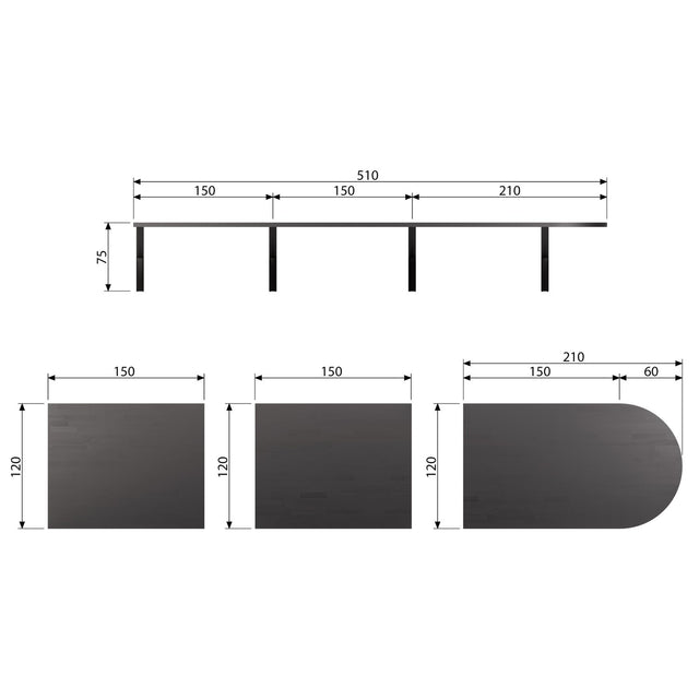 Tablo Lungo Tussenblad Essen Blacknight Matt [Fsc]