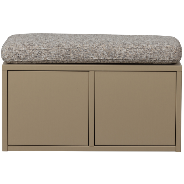Turner Opbergbank Grenen Mud Met Zitkussen Khaki [Fsc] van WOOOD – Luxe comfort op maat van PureWonen. Vraag naar de beste prijs.