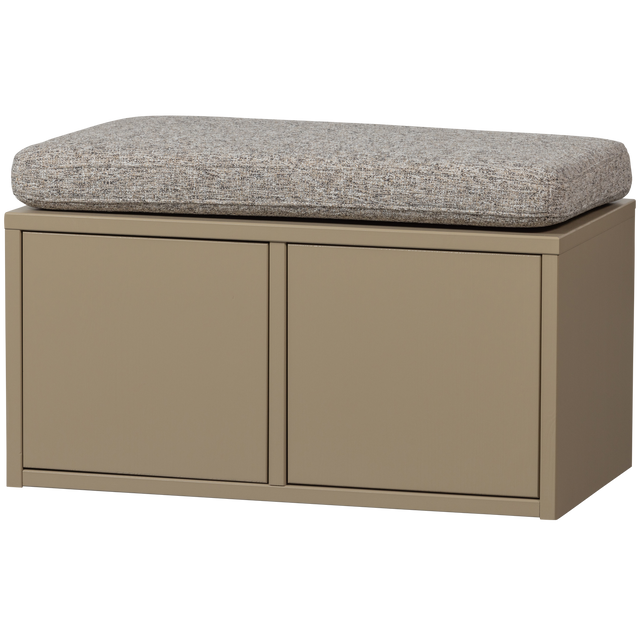 Turner Opbergbank Grenen Mud Met Zitkussen Khaki [Fsc] van WOOOD – Luxe comfort op maat van PureWonen. Vraag naar de beste prijs.