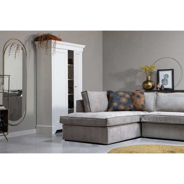 Thomas Hoekbank Ribstof Links Vergrijsd Groen van WOOOD – Luxe comfort op maat van PureWonen. Vraag naar de beste prijs.