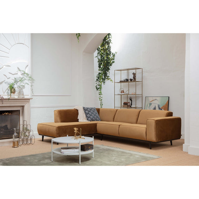 Statement Hoekbank Links Fluweel Honinggeel van BePureHome – Luxe comfort op maat van PureWonen. Vraag naar de beste prijs.
