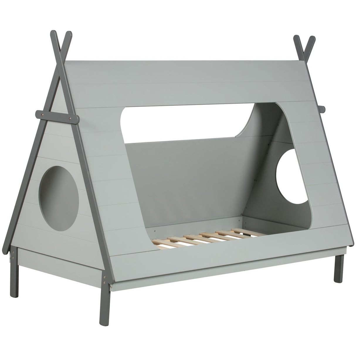 Tipi Bed Betongrijs 90 X200 Incl Lattenbodem