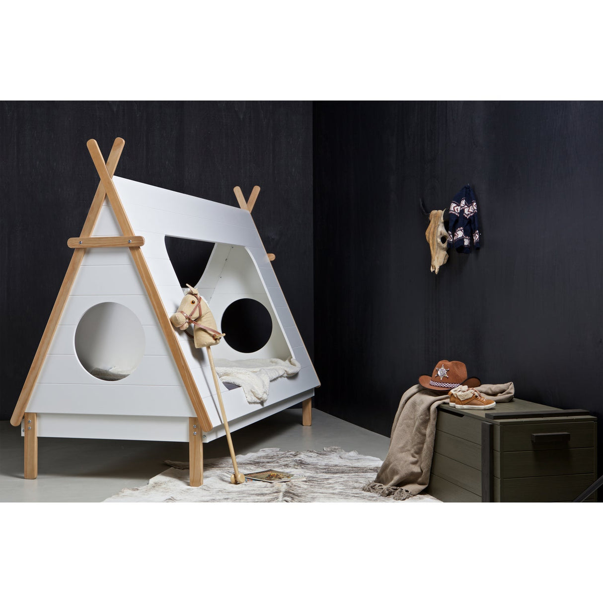 Tipi Bed Wit 90 X200 Incl Lattenbodem