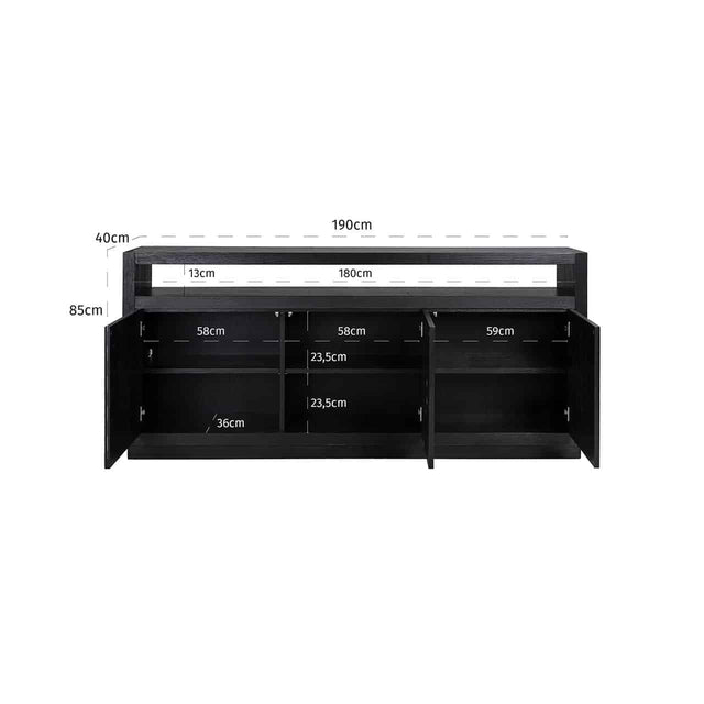 Dressoir Oakura 3-deuren (Black) van Richmond Interiors – Luxe comfort op maat van PureWonen. Vraag naar de beste prijs.