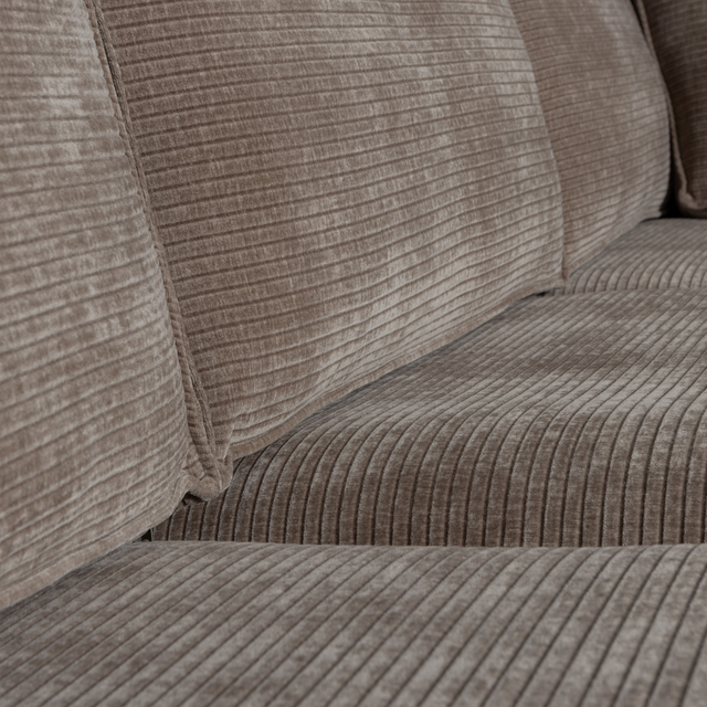 Hajo Hoekbank Rechts Ribstof Taupe van WOOOD – Luxe comfort op maat van PureWonen. Vraag naar de beste prijs.