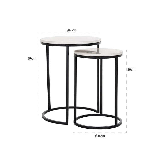 Bijzettafel Lexington set van 2  (White) van Richmond Interiors – Luxe comfort op maat van PureWonen. Vraag naar de beste prijs.