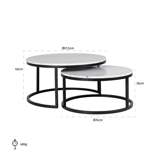 Salontafel Lexington set van 2 (White) van Richmond Interiors – Luxe comfort op maat van PureWonen. Vraag naar de beste prijs.