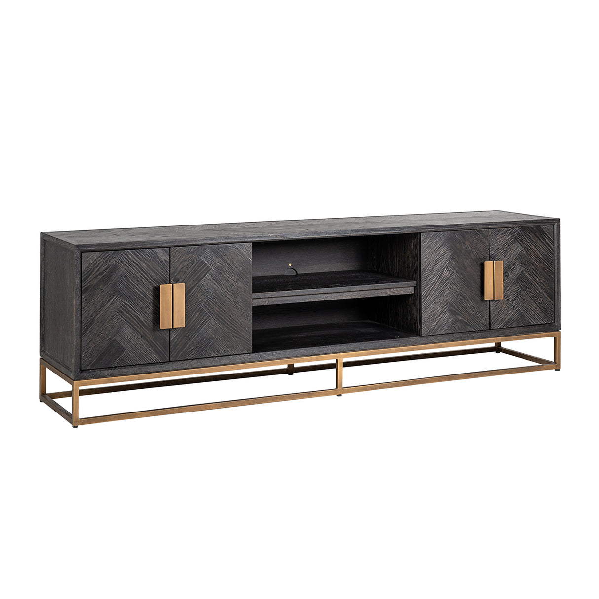 TV-dressoir Blackbone brass 4-deuren 200 (Black rustic)