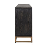 Dressoir Blackbone brass 4-deuren + open vak (Black rustic)