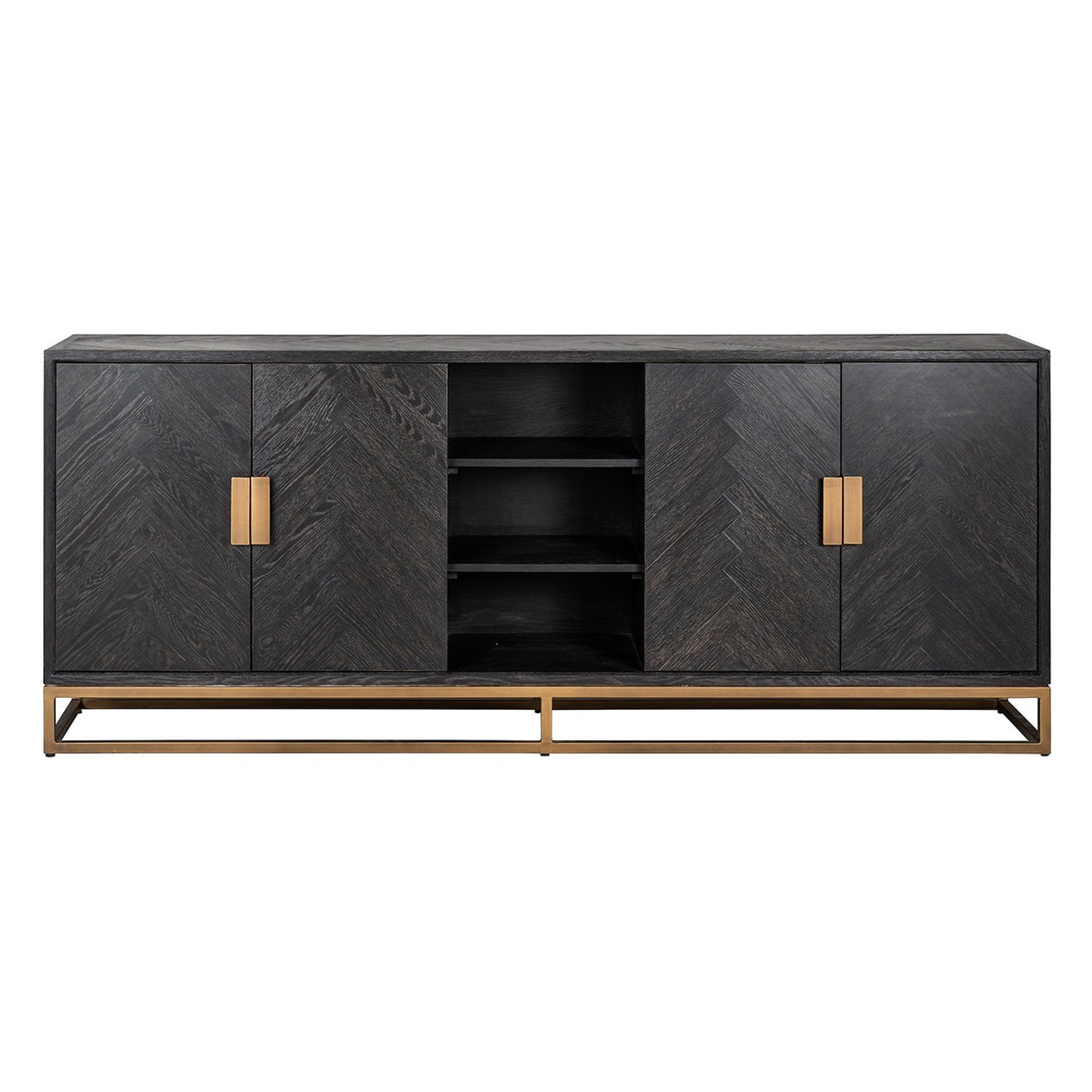 Dressoir Blackbone brass 4-deuren + open vak (Black rustic)