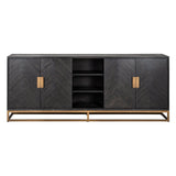 Dressoir Blackbone brass 4-deuren + open vak (Black rustic)