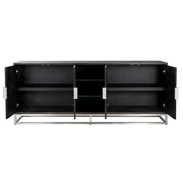 Dressoir Blackbone silver 4-deuren + open vak (Black rustic) van Richmond Interiors – Luxe comfort op maat van PureWonen. Vraag naar de beste prijs.