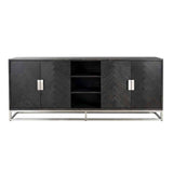 Dressoir Blackbone silver 4-deuren + open vak (Black rustic)