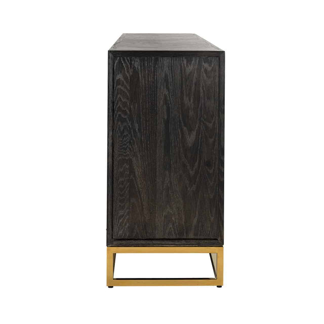 Dressoir Blackbone gold 4-deuren + open vak (Black rustic) van Richmond Interiors – Luxe comfort op maat van PureWonen. Vraag naar de beste prijs.