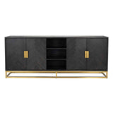 Dressoir Blackbone gold 4-deuren + open vak (Black rustic)