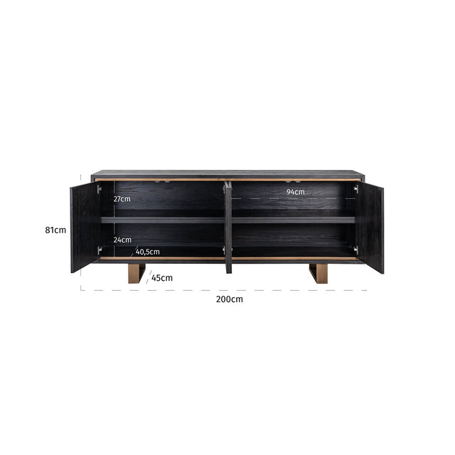Dressoir Hunter 4-deuren (Black rustic) van Richmond Interiors – Luxe comfort op maat van PureWonen. Vraag naar de beste prijs.