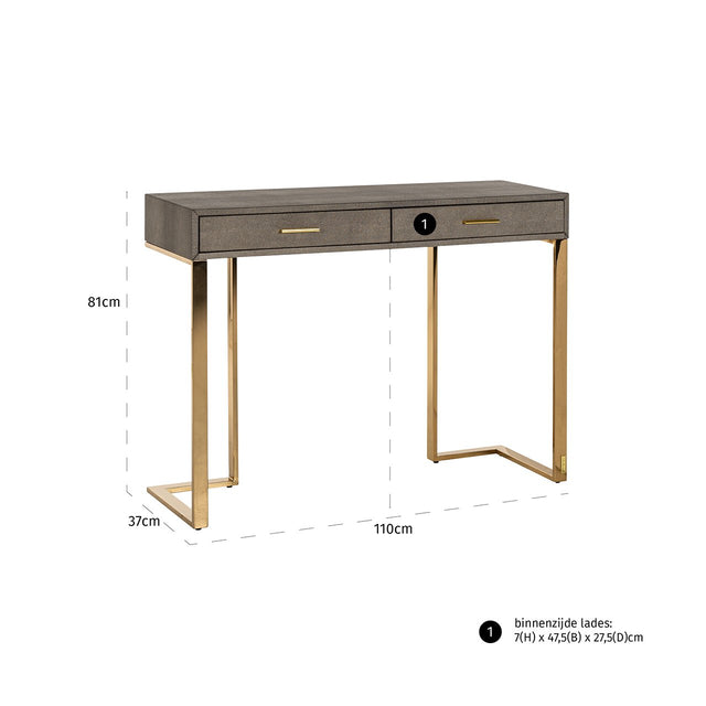 Wandtafel Marie-Lou 2-laden (Gold) van Richmond Interiors – Luxe comfort op maat van PureWonen. Vraag naar de beste prijs.