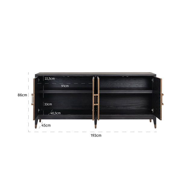 Dressoir Bloomville 4-deuren (Gold) van Richmond Interiors – Luxe comfort op maat van PureWonen. Vraag naar de beste prijs.