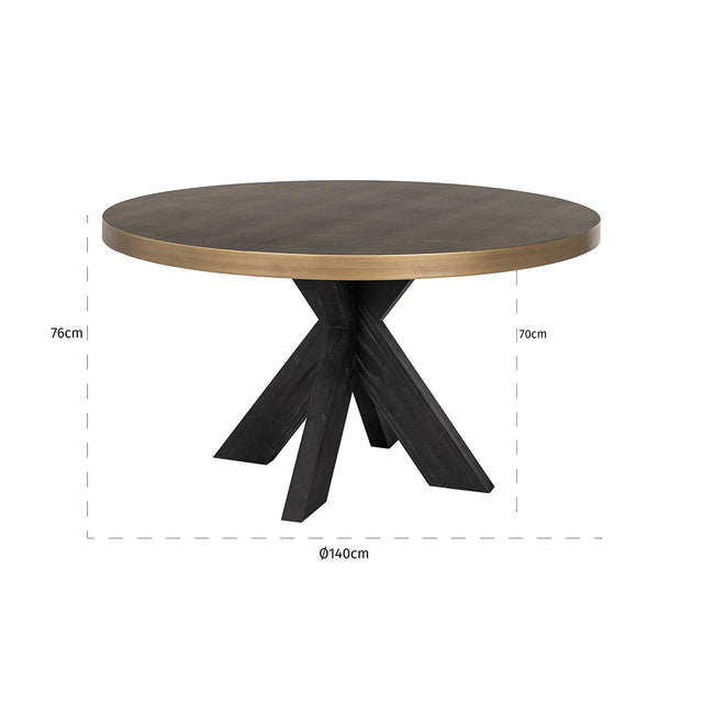 Eettafel Bloomville 140Ø (Black/gold)