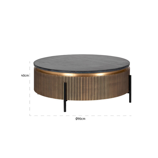 Salontafel Ironville 90Ø (Gold) van Richmond Interiors – Luxe comfort op maat van PureWonen. Vraag naar de beste prijs.