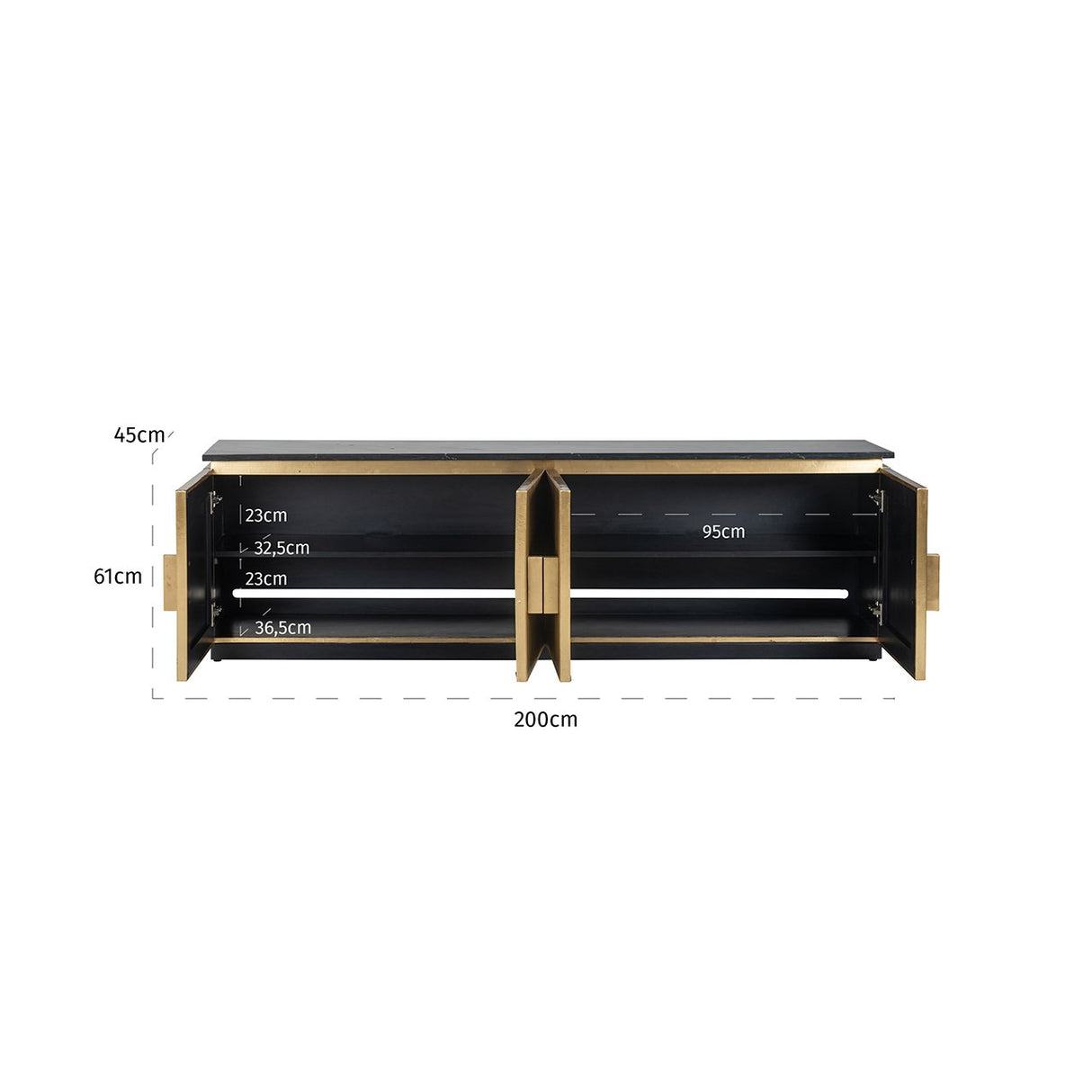 TV-dressoir Ironville 4-deuren (Gold)