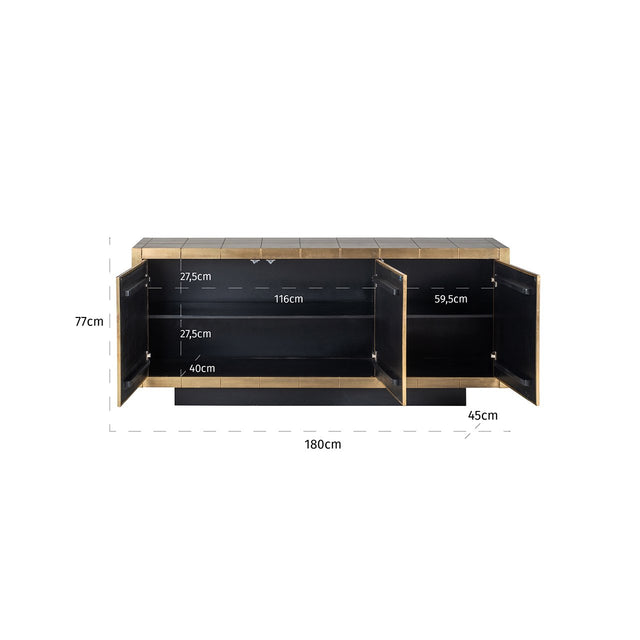 Dressoir Collada 3-deuren (Brushed Gold) van Richmond Interiors – Luxe comfort op maat van PureWonen. Vraag naar de beste prijs.