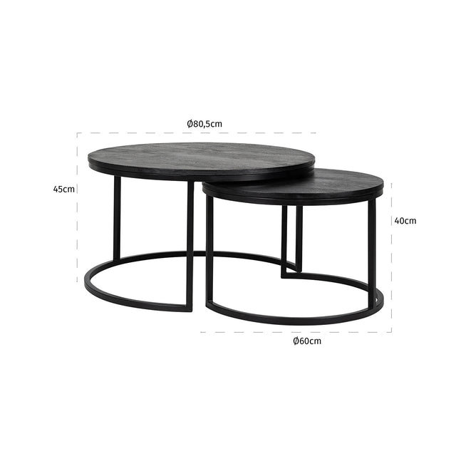 Salontafel Catana set van 2  (Black) van Richmond Interiors – Luxe comfort op maat van PureWonen. Vraag naar de beste prijs.