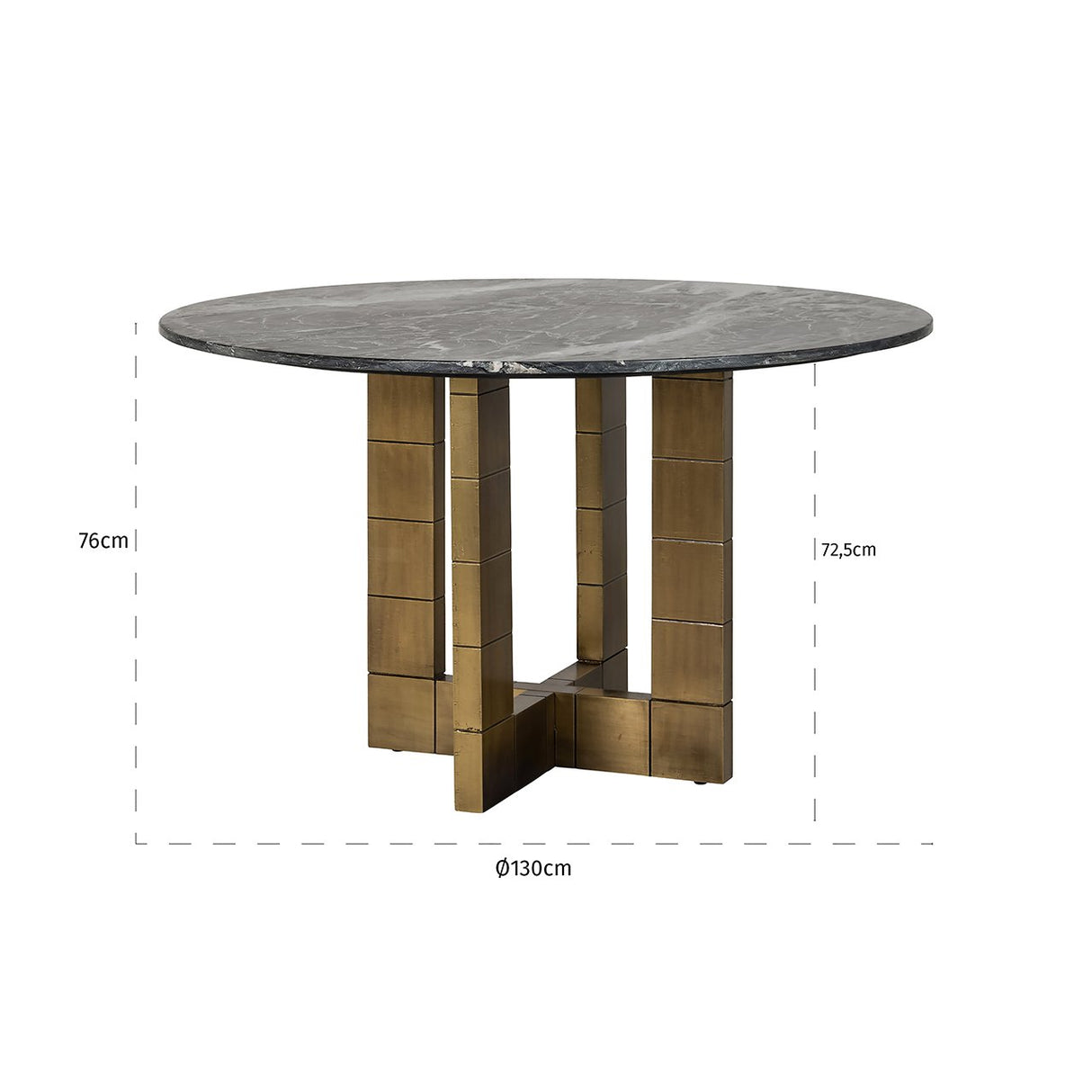 Eettafel Collada 130Ø (Black/gold)