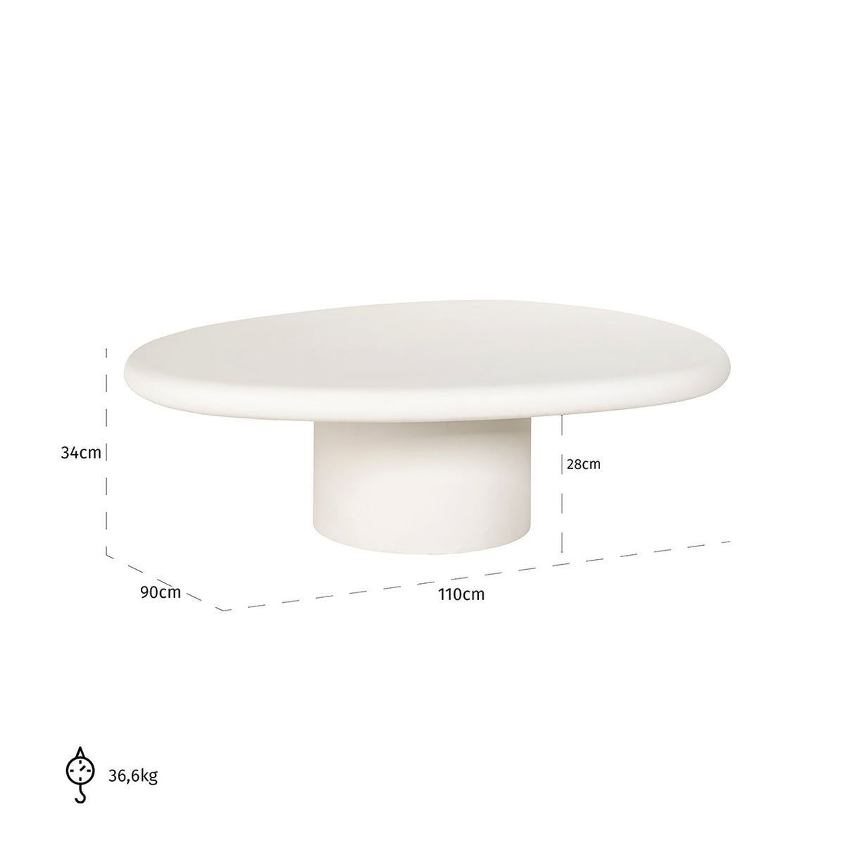 Salontafel Bloomstone 110x90 (White)