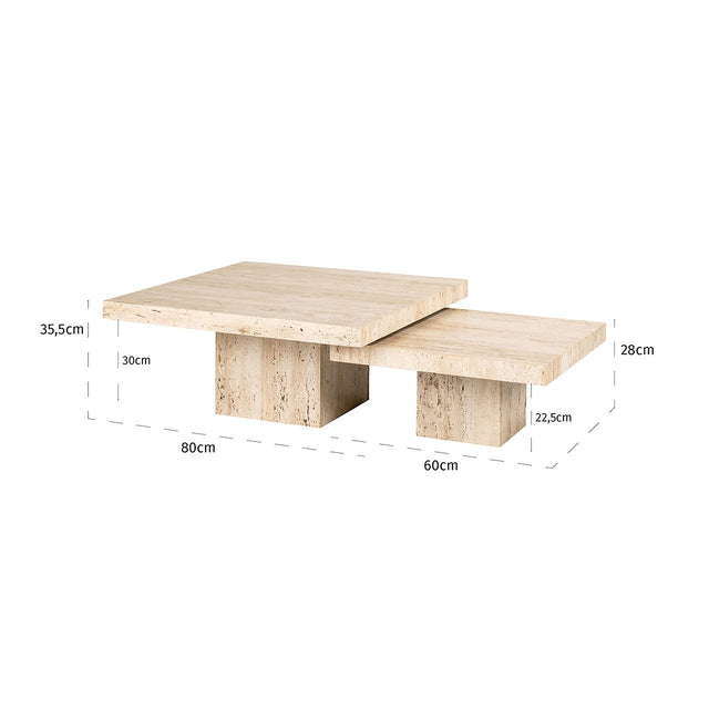 Salontafel La Cantera vierkant set van 2 (Beige) van Richmond Interiors – Luxe comfort op maat van PureWonen. Vraag naar de beste prijs.